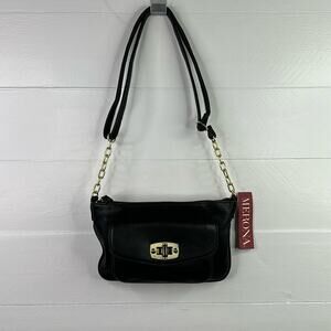 MERONA Black Gold Chain Red Capsule‎ Crossbody Bag Purse
